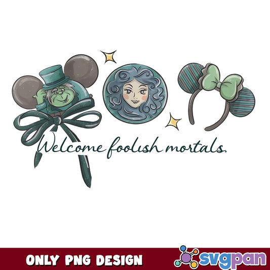 Haunted Mansion PNG, Welcome Foolish Mortals Disney, Minnie Ears PNG
