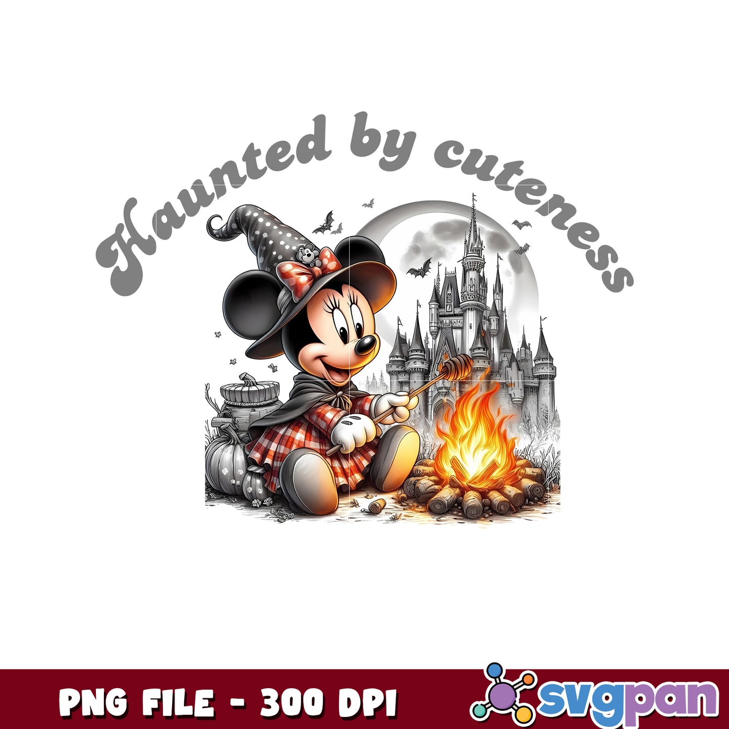 Haunted by cuteness png, halloween png, halloween cartoon png