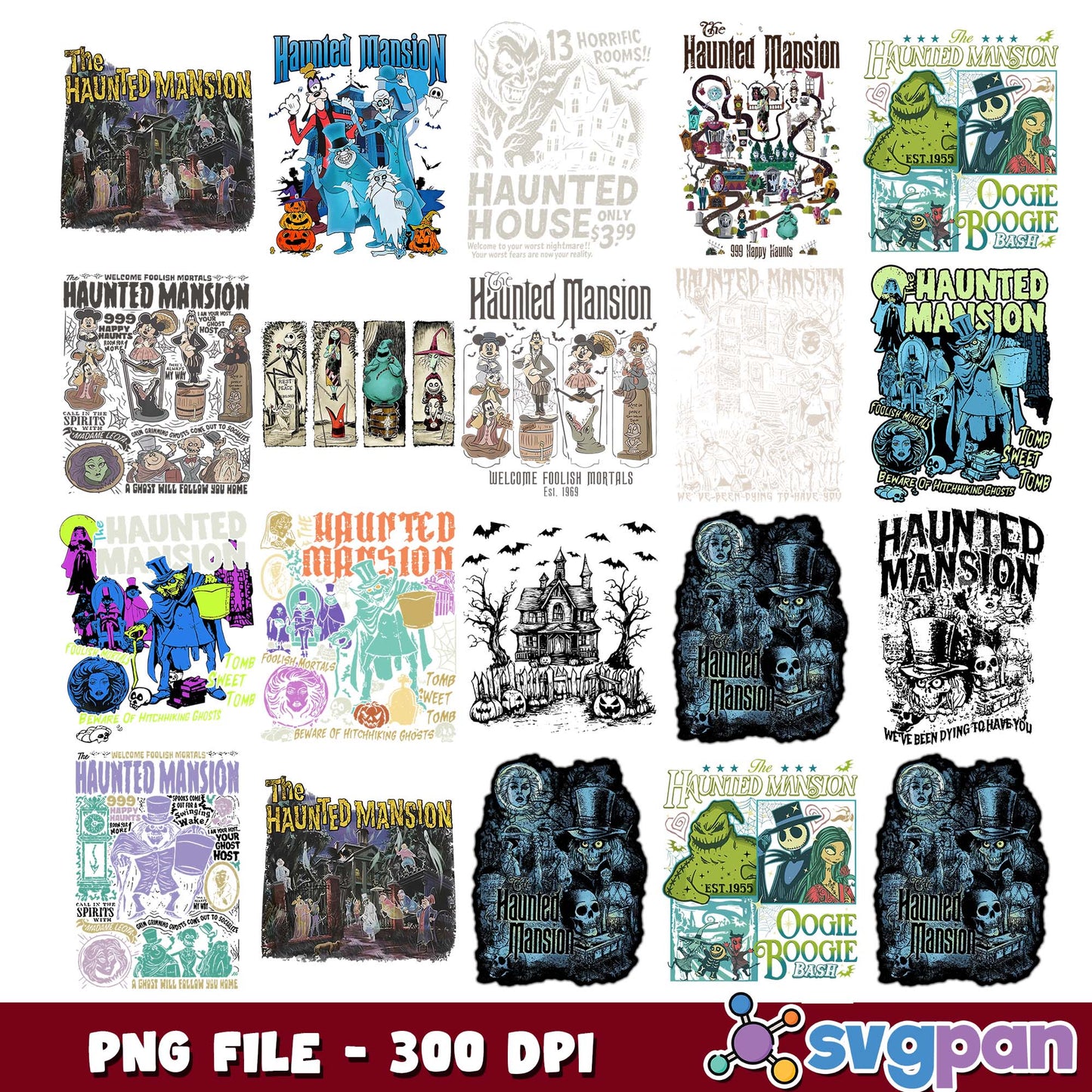 Haunted mansion design png bundle