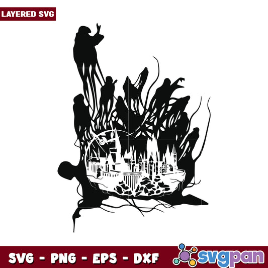 Haunting Castle Silhouette SVG, Perfect for Creative Crafts Projects