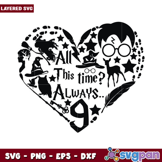 Heart-Shaped Harry Potter Quote Design, Perfect for Crafting Projects