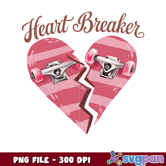 Heart Breaker Skateboard PNG Design, Perfect for Uploads