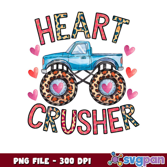Heart Crusher Monster Truck PNG Design, Perfect for Crafts