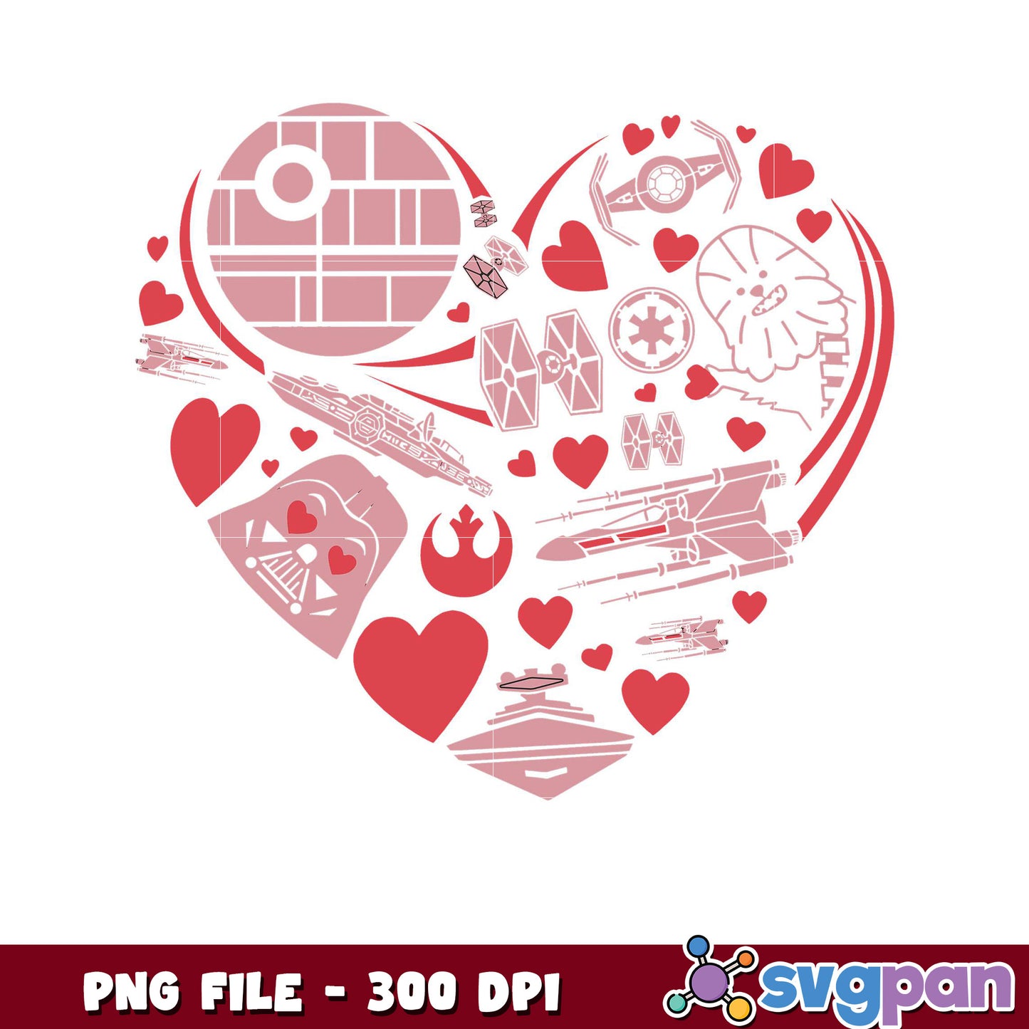 Heart Design with Star Wars Icons, Perfect for Fans