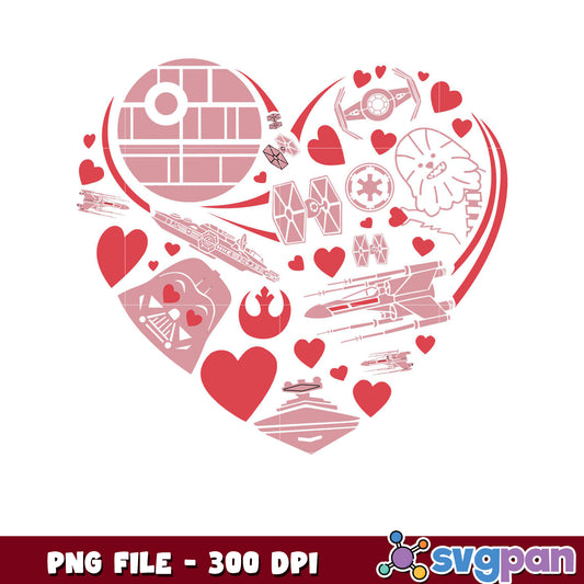 Heart Design with Star Wars Icons, Perfect for Fans