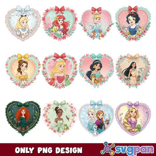 Heart mirror disney princess png bundle