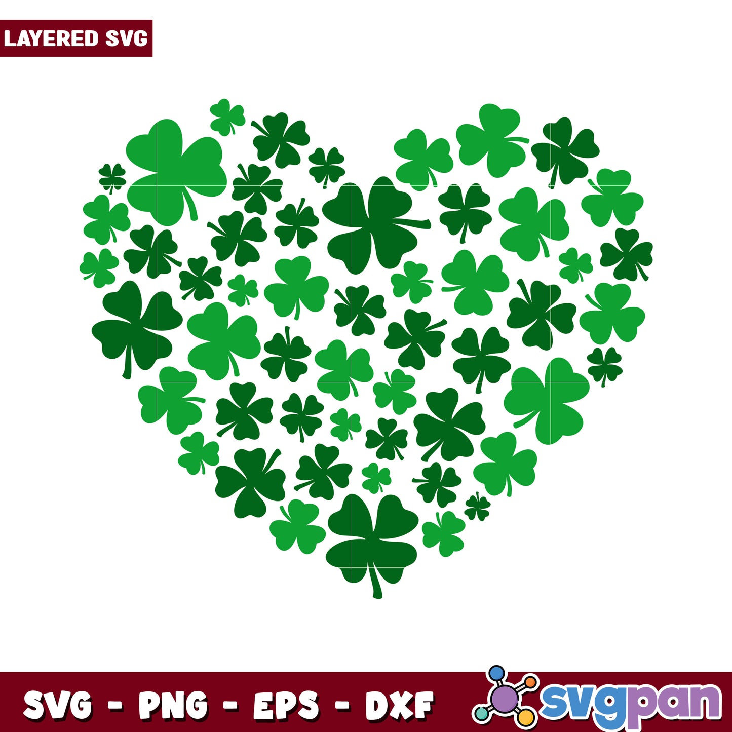 Heart of Green Clovers SVG Design, Perfect for St. Patrick's Day Crafts