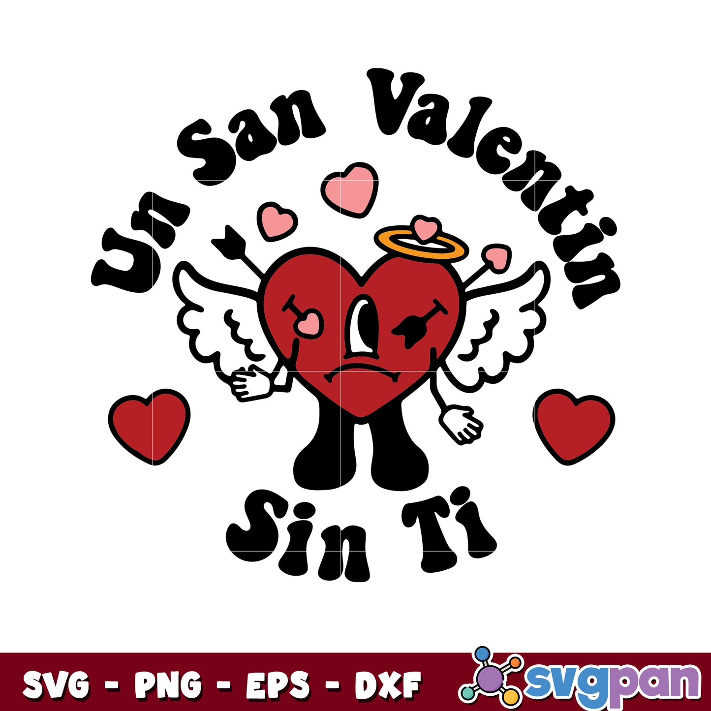 Heart un san valentin sin ti svg, heart bad bunny svg, bad bunny svg