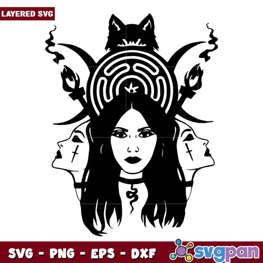 Hecate triple goddess halloween svg, halloween fall svg, spooky characters svg
