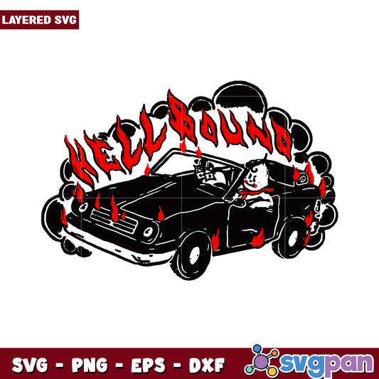 Hellbound Car Design SVG, Fire and Fun Artwork for Projects
