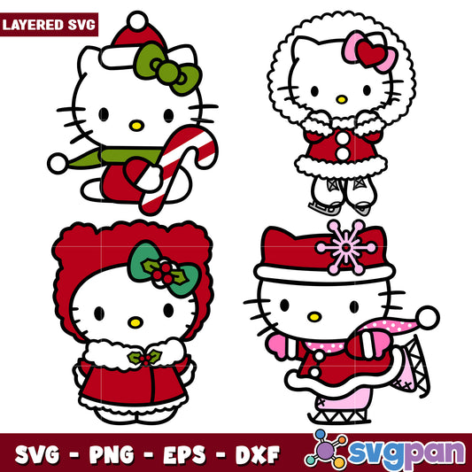 Hello Kitty Christmas Holiday SVG Bundle Design