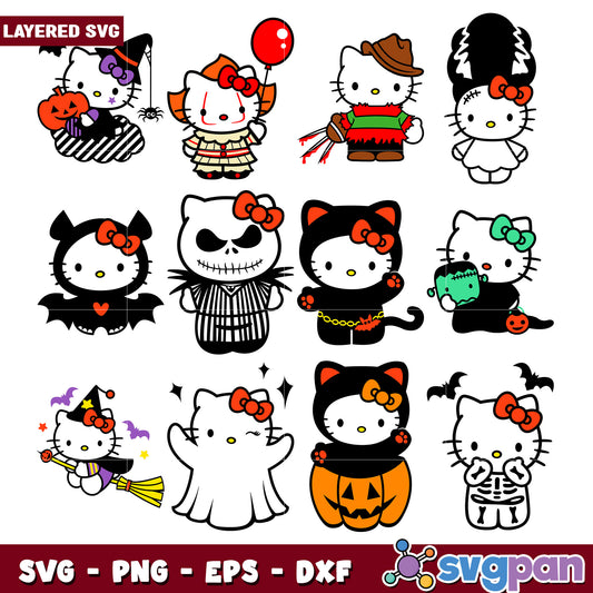 Hello Kitty Halloween SVG Bundle for Crafting Files