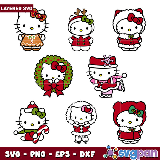 Hello Kitty Holiday Bundle SVG Clipart Set