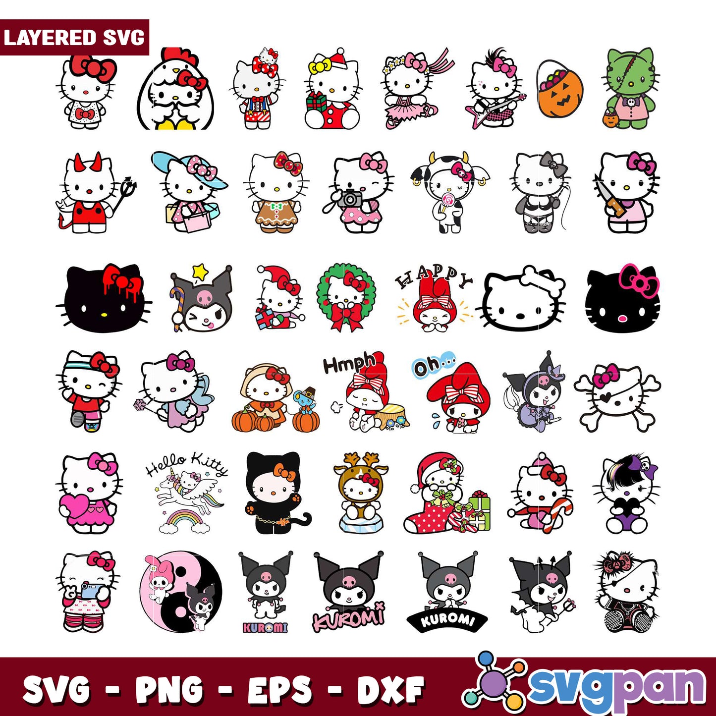 Hello Kitty SVG Bundle Cute Designs for Crafts