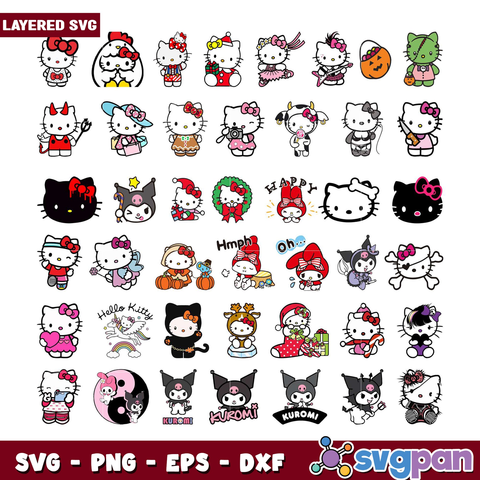 Hello Kitty SVG Bundle Cute Designs for Crafts