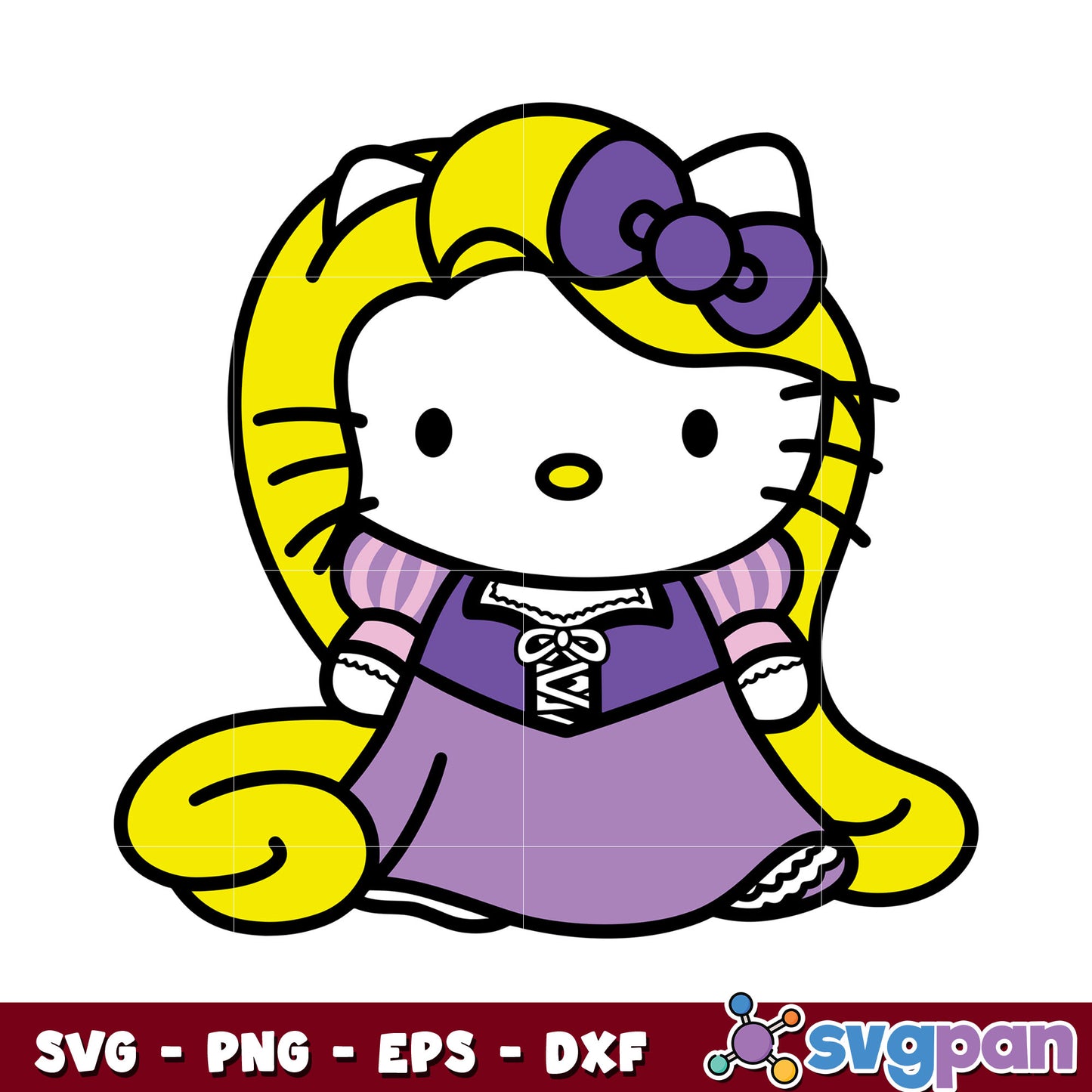 Hello Kitty princess rapunzel svg, hello kitty svg, sanrio svg