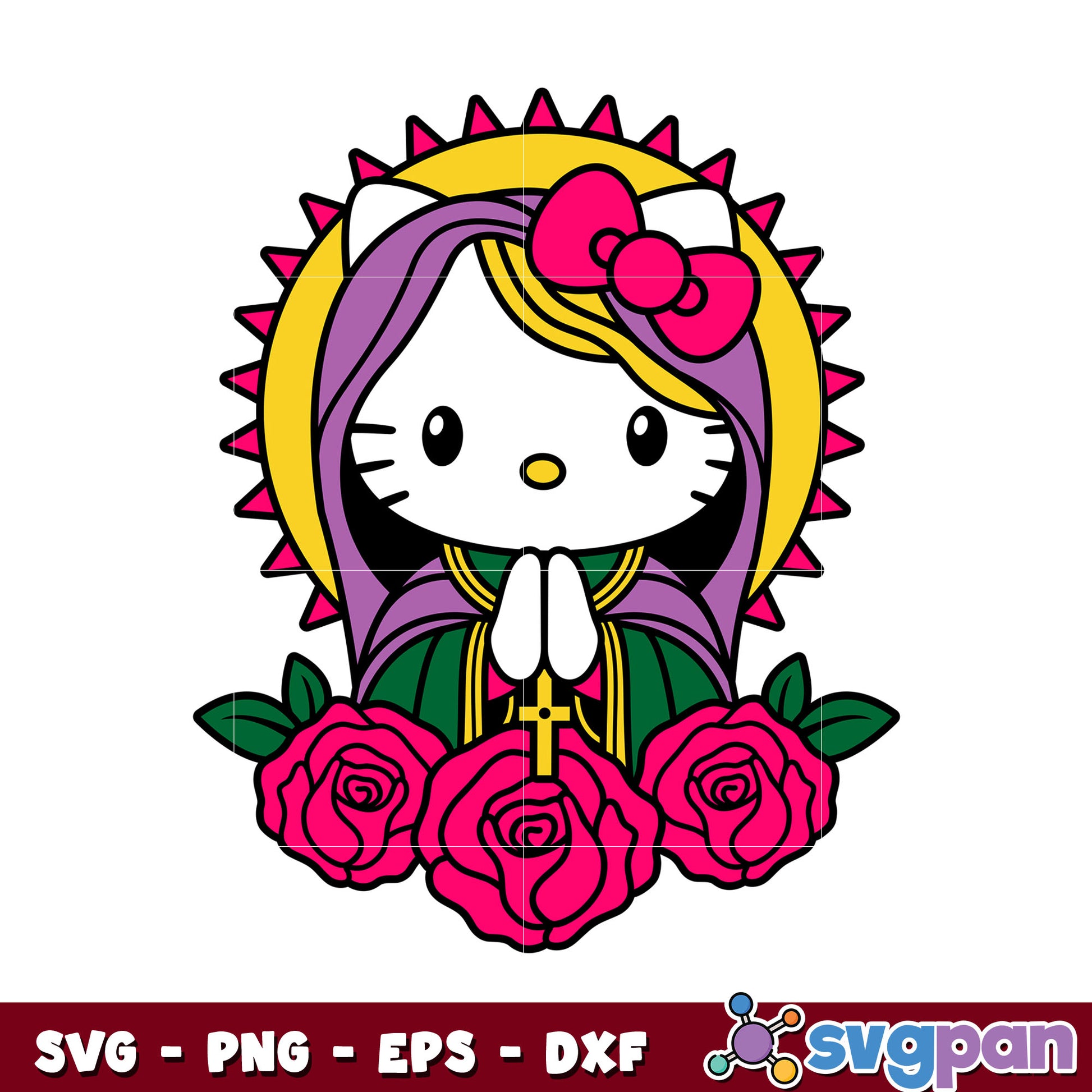 Hello Kitty religious svg, hello kitty svg, sanrio cartoon svg