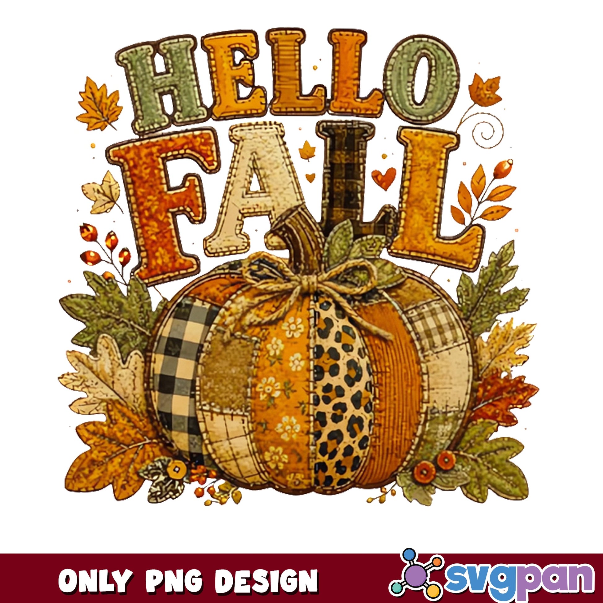 Hello Fall Pumpkin PNG, Fall Autumn PNG, Thanksgiving PNG