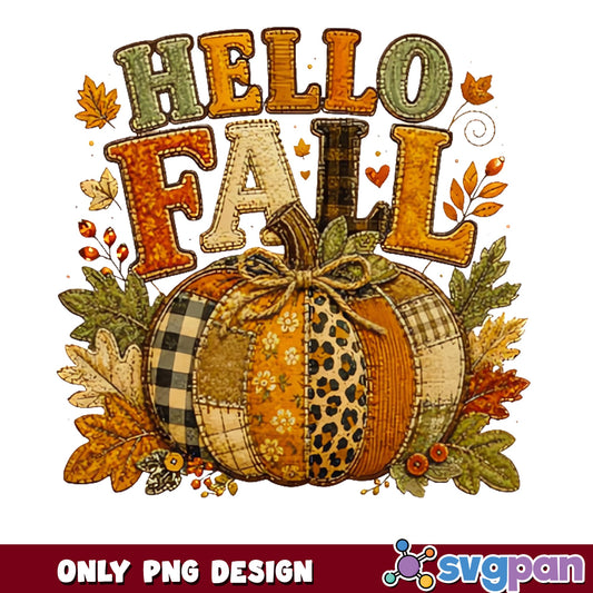 Hello Fall Pumpkin PNG, Fall Autumn PNG, Thanksgiving PNG