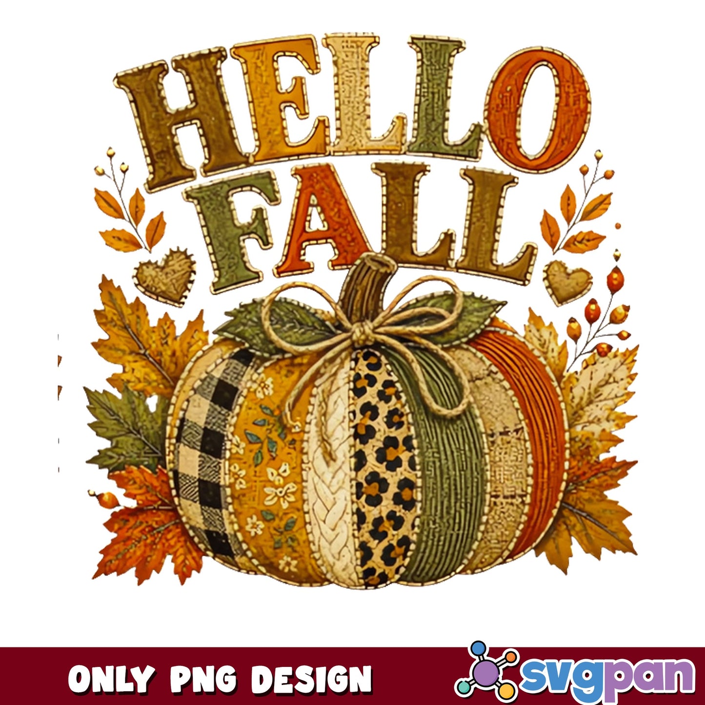 Hello Fall Pumpkin PNG, Fall Autumn Sublimation, Thanksgiving PNG