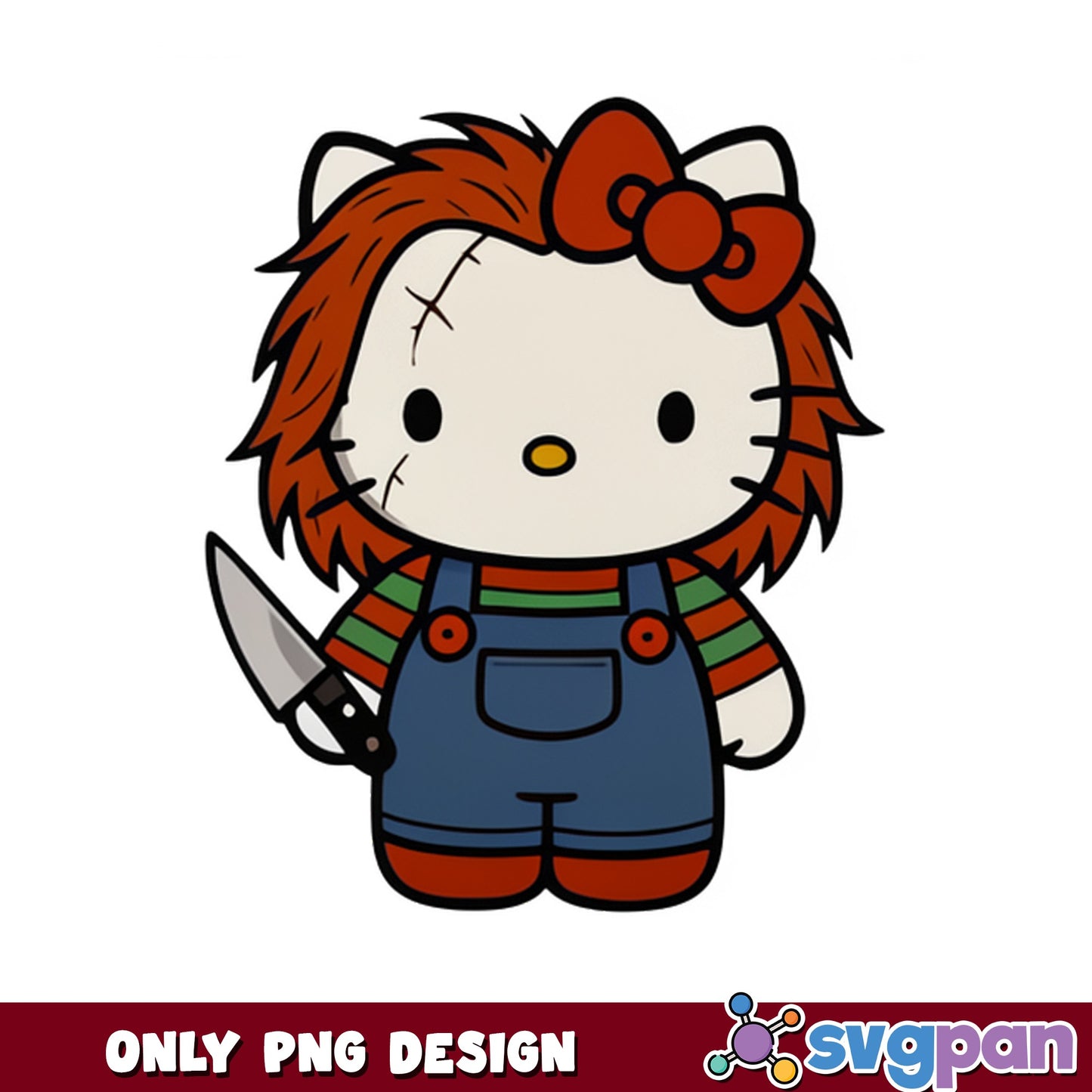 Hello Kitty Chucky Halloween PNG, Horror Kitty PNG, Spooky PNG