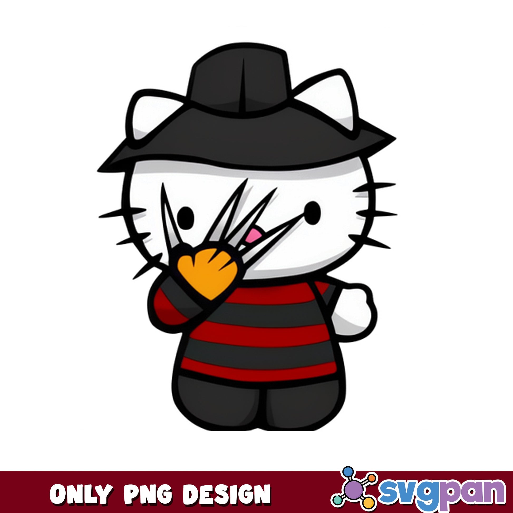 Hello Kitty Freddy Krueger PNG, Horror Halloween PNG, Sanrio PNG