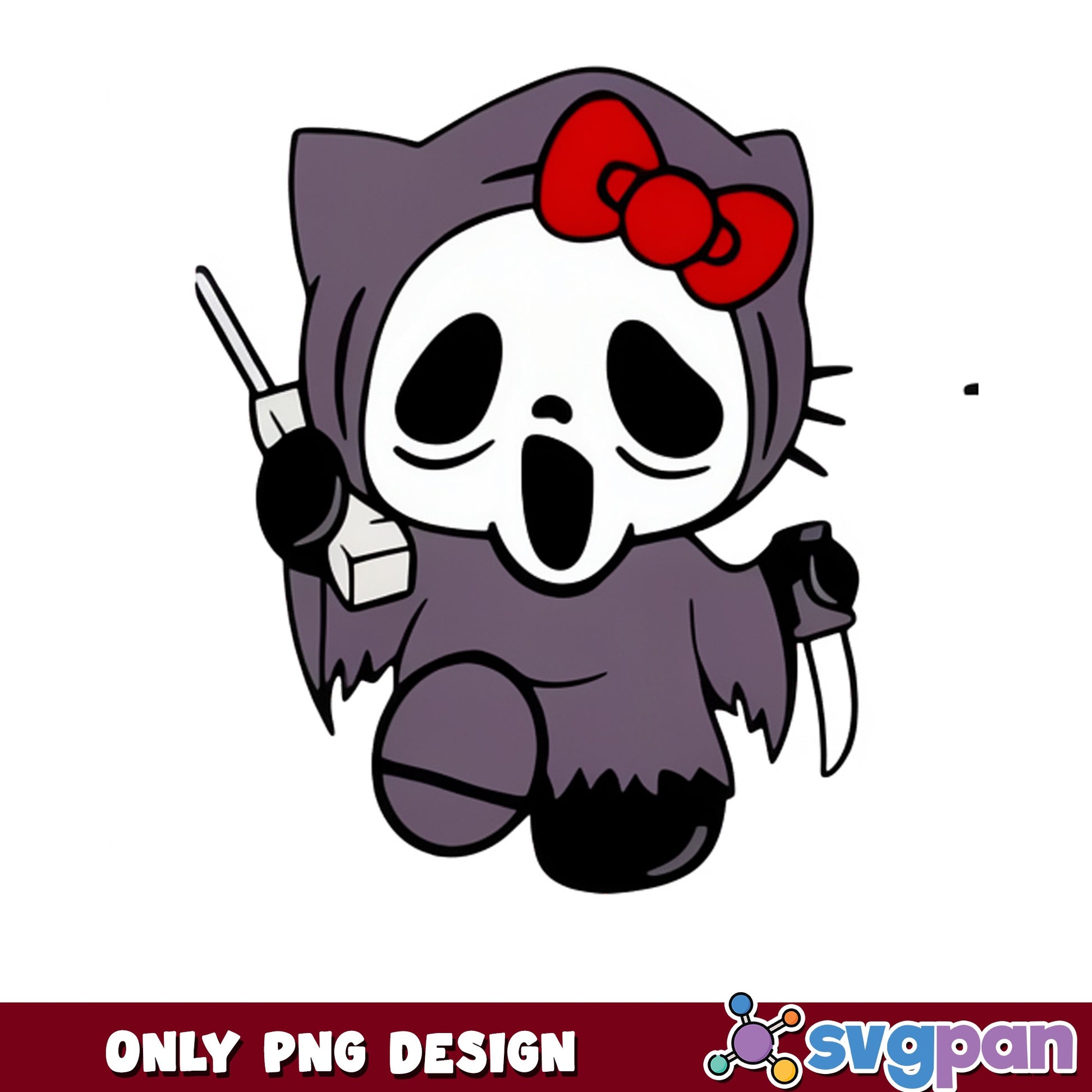 Hello Kitty Ghost Face Halloween PNG, Sanrio Horror PNG, Scream PNG