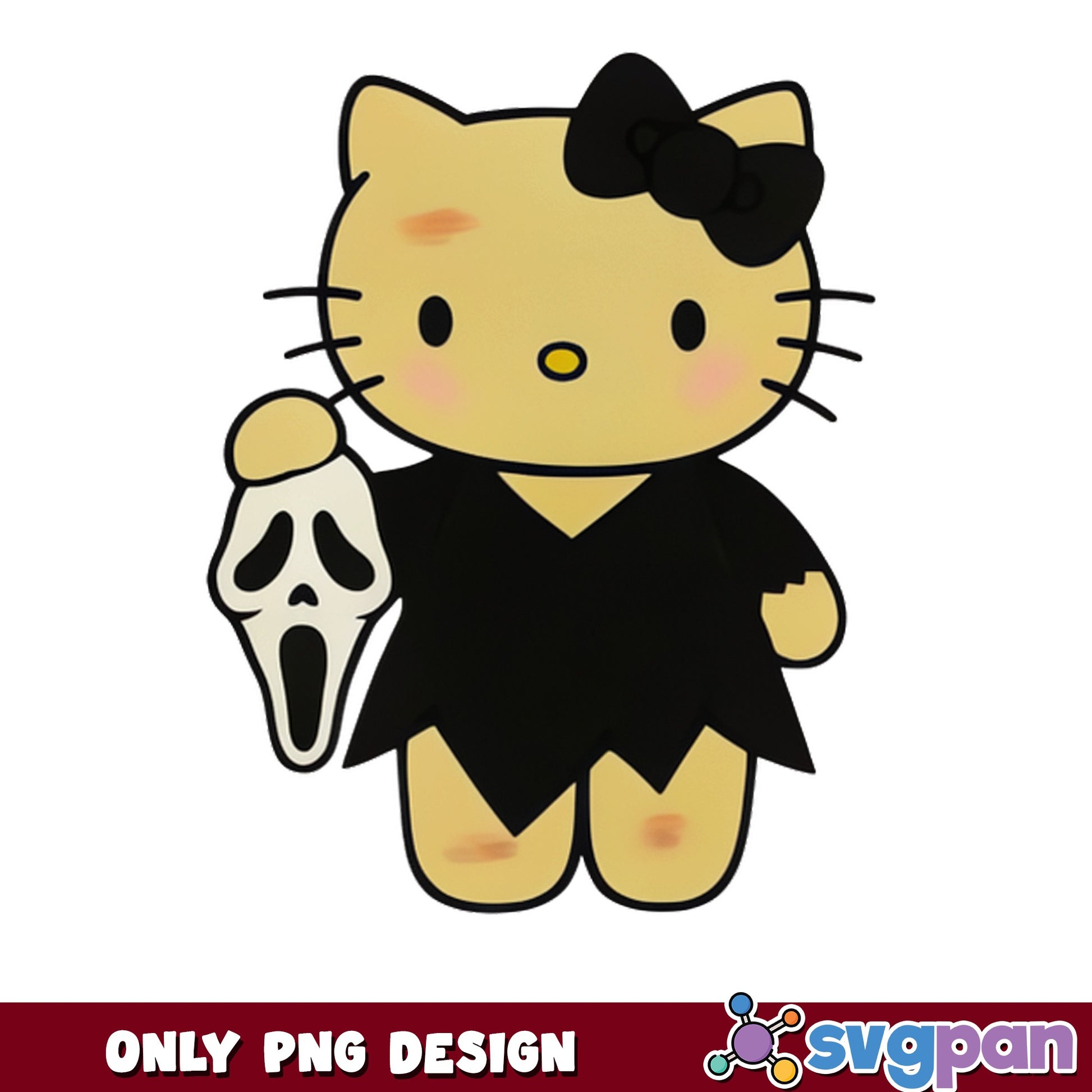 Hello Kitty Ghostface Halloween PNG, Scream Horror PNG, Sanrio Halloween PNG