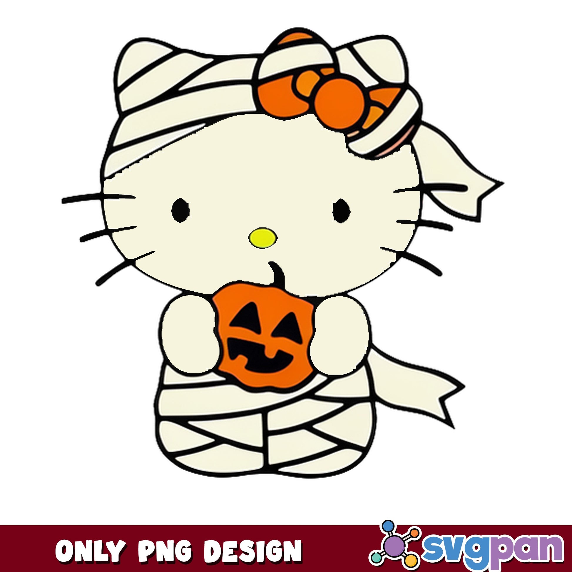 Hello Kitty Mummy Halloween PNG, Sanrio Halloween PNG, Pumpkin PNG