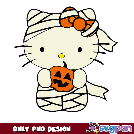 Hello Kitty Mummy Halloween PNG, Sanrio Halloween PNG, Pumpkin PNG