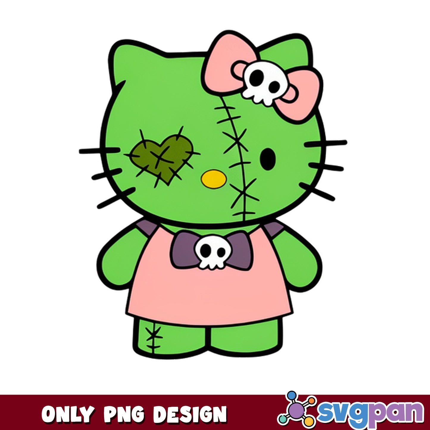 Hello Kitty Zombie Halloween PNG, Sanrio Halloween PNG, Spooky Kitty PNG