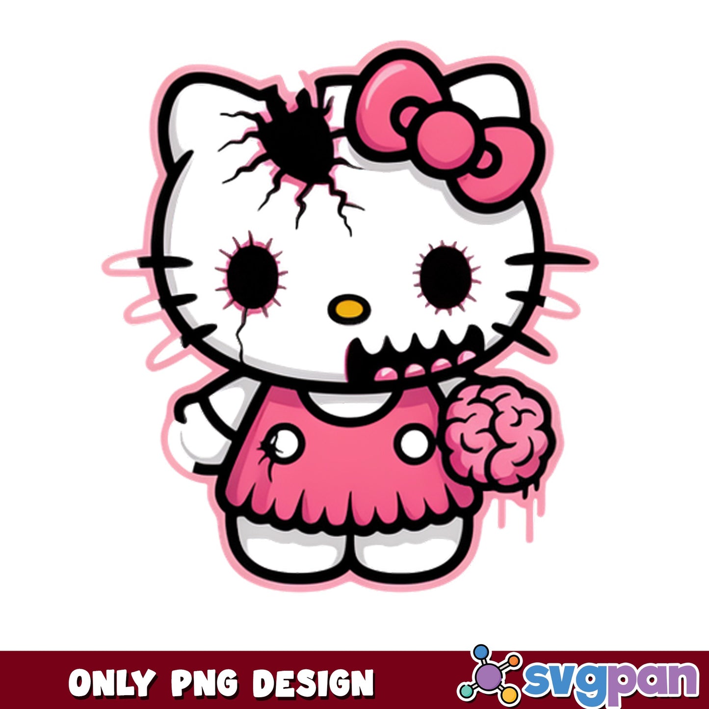 Hello Kitty Zombie Halloween PNG, Sanrio Horror PNG, Spooky Kitty PNG