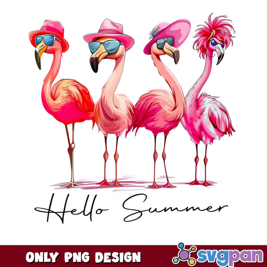 Hello Summer Flamingo PNG, Funny Flamingo Summer PNG, Beach PNG