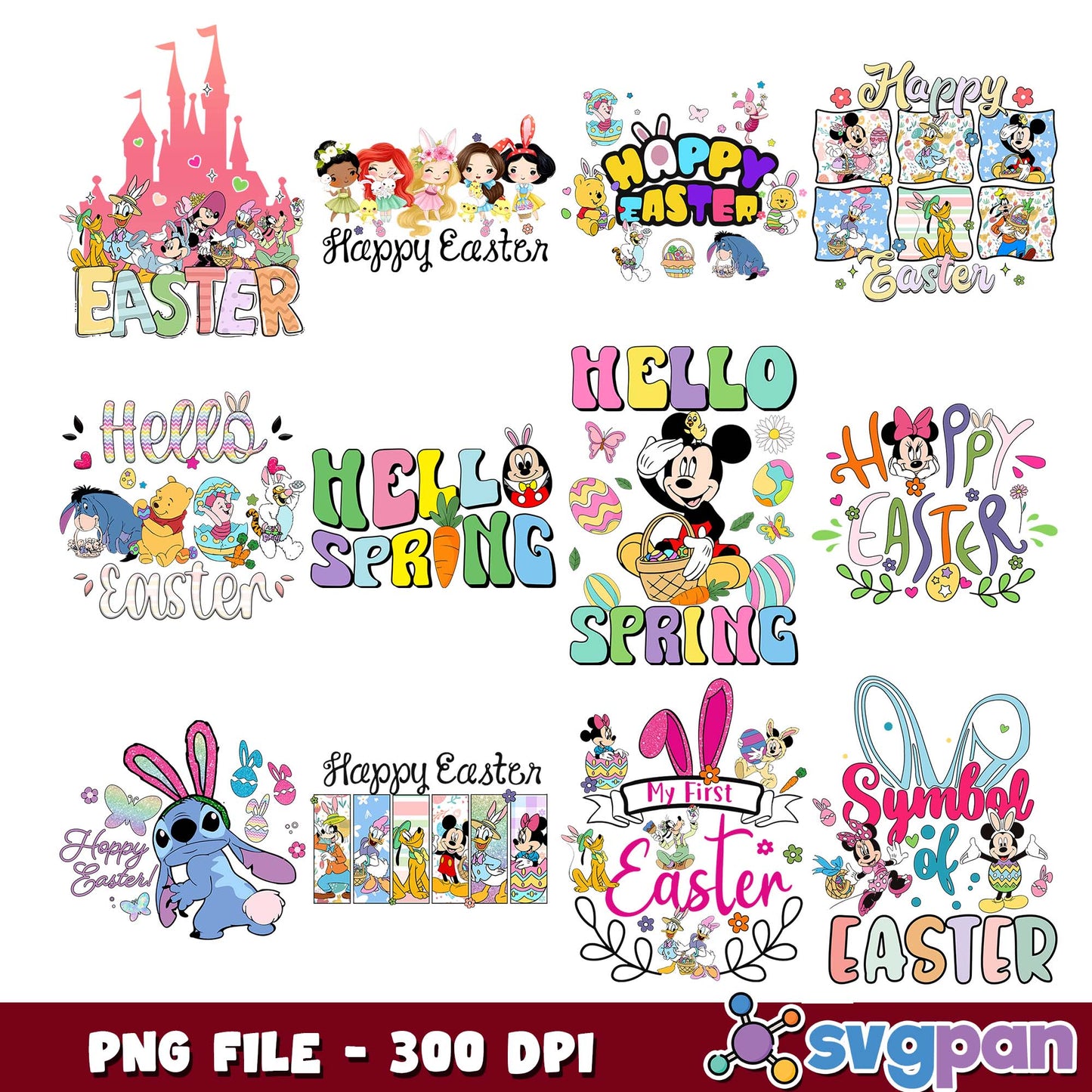 Hello easter spring png bundle