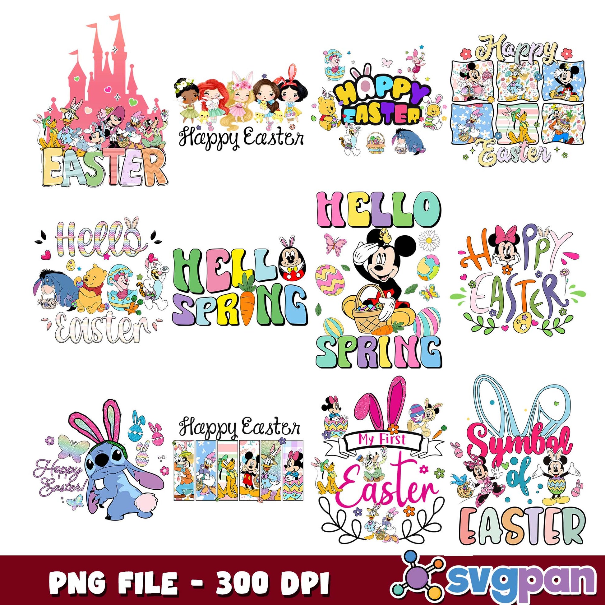 Hello easter spring png bundle