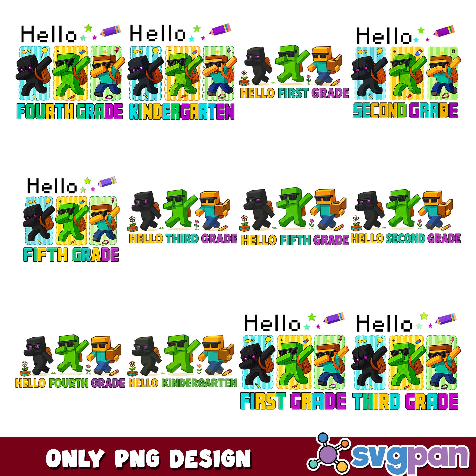 Hello grades minecraft png bundle