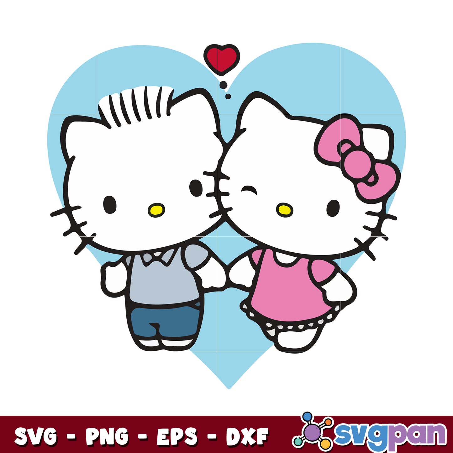 Hello kitty and dear daniel heart svg