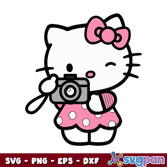 Hello kitty cartoon camera design svg, sanrio hello kitty svg