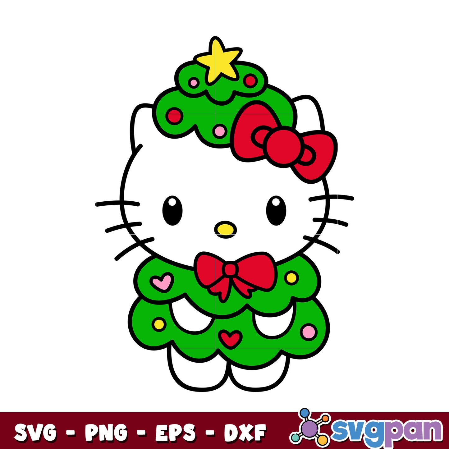 Hello kitty christmas tree svg, hello kitty christmas svg