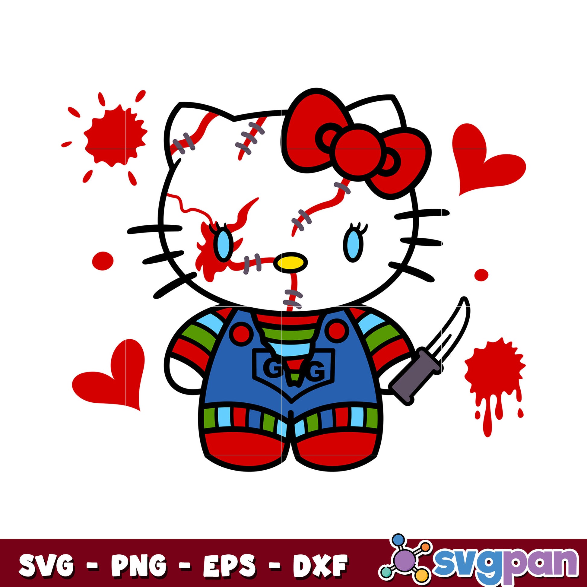 Hello kitty chucky horror svg, hello kitty horror, sanrio svg – svgpan