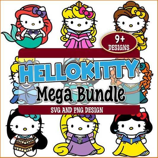Hello kitty cosplay princess svg bundle