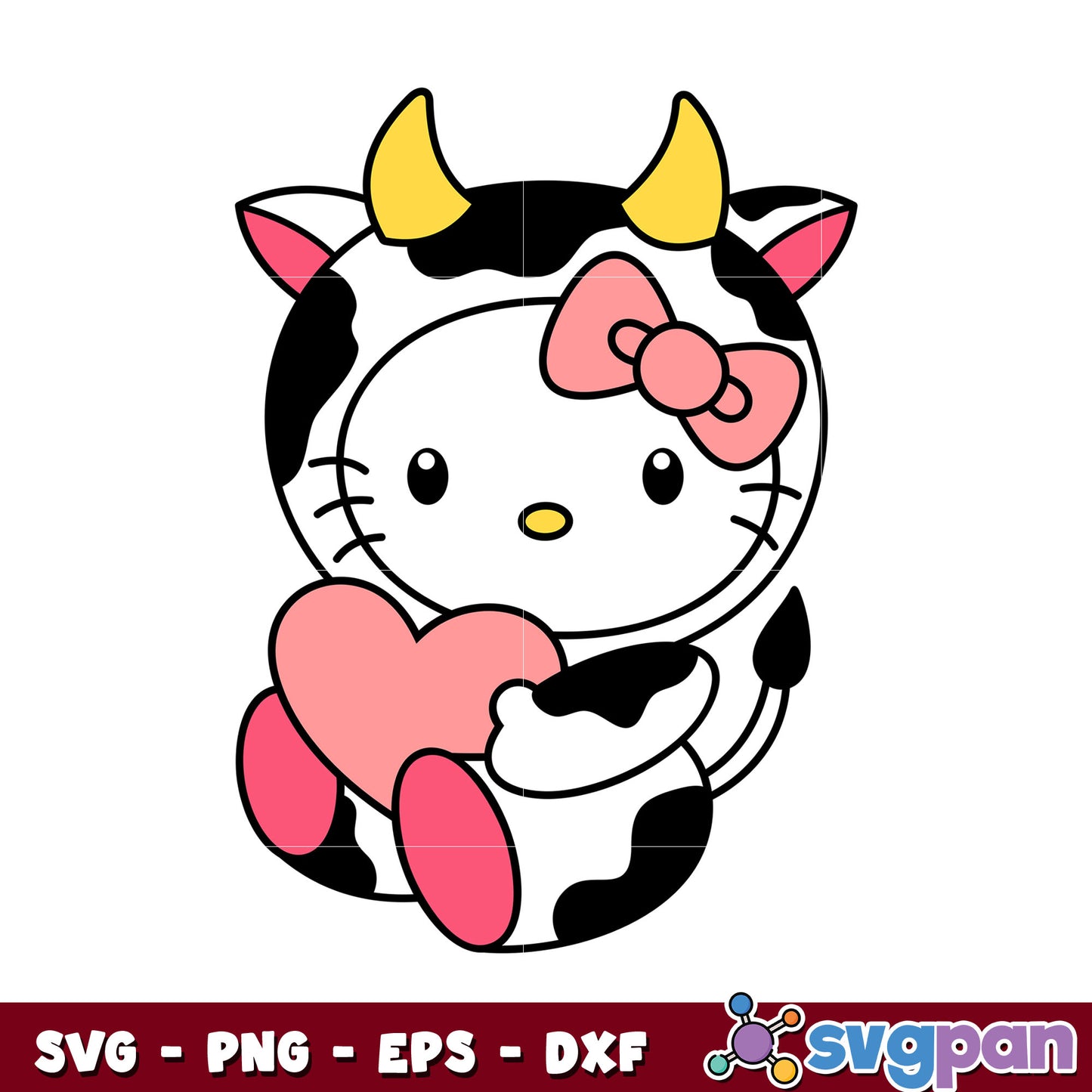 Hello kitty cow heart design svg, hello kitty svg, sanrio svg