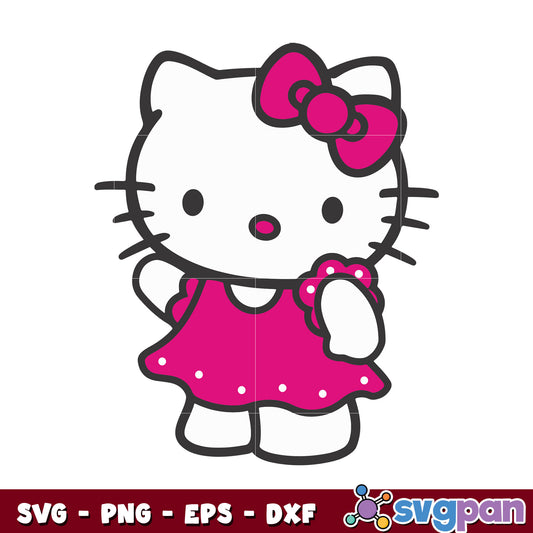 Hello kitty dress pink design svg, hello kitty character svg