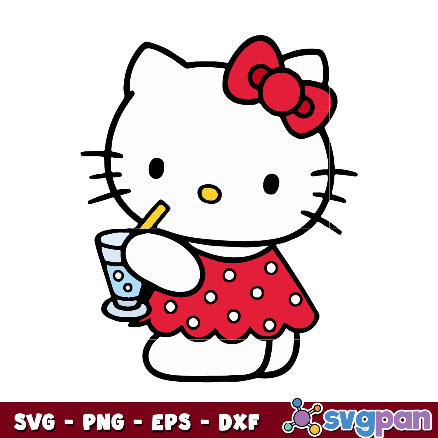 Hello kitty drinking svg, hello kitty svg, sanrio cartoon svg