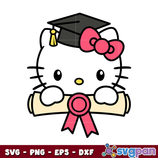 Hello kitty face graduate svg, graduation hello kitty svg