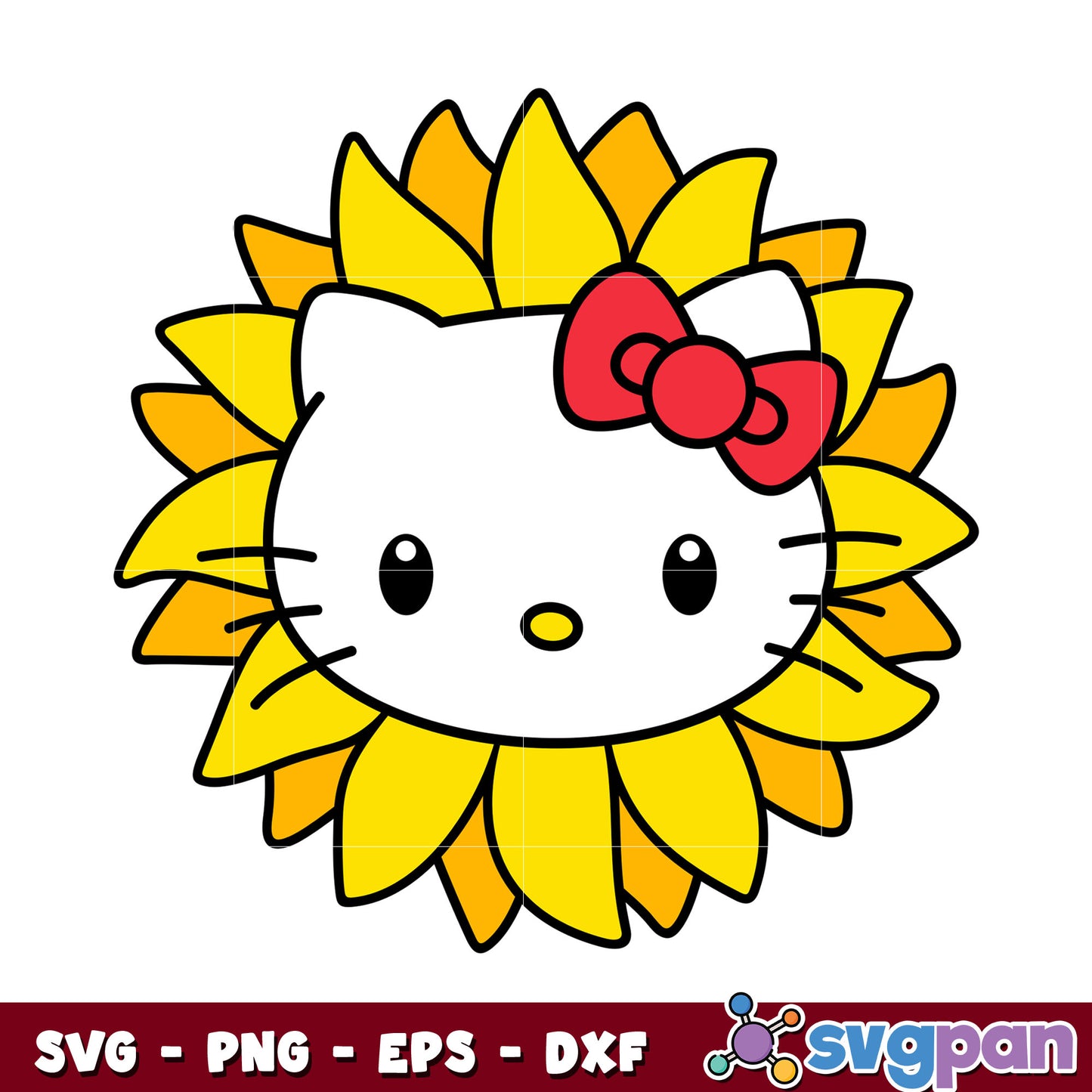 Hello kitty face sunflower svg, sanrio hello kitty, sanrio cartoon