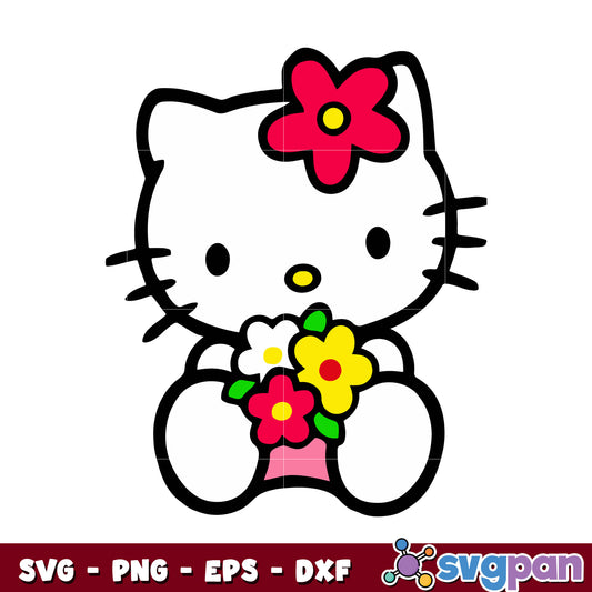 Hello kitty flower svg, hello kitty svg, sanrio cartoon svg