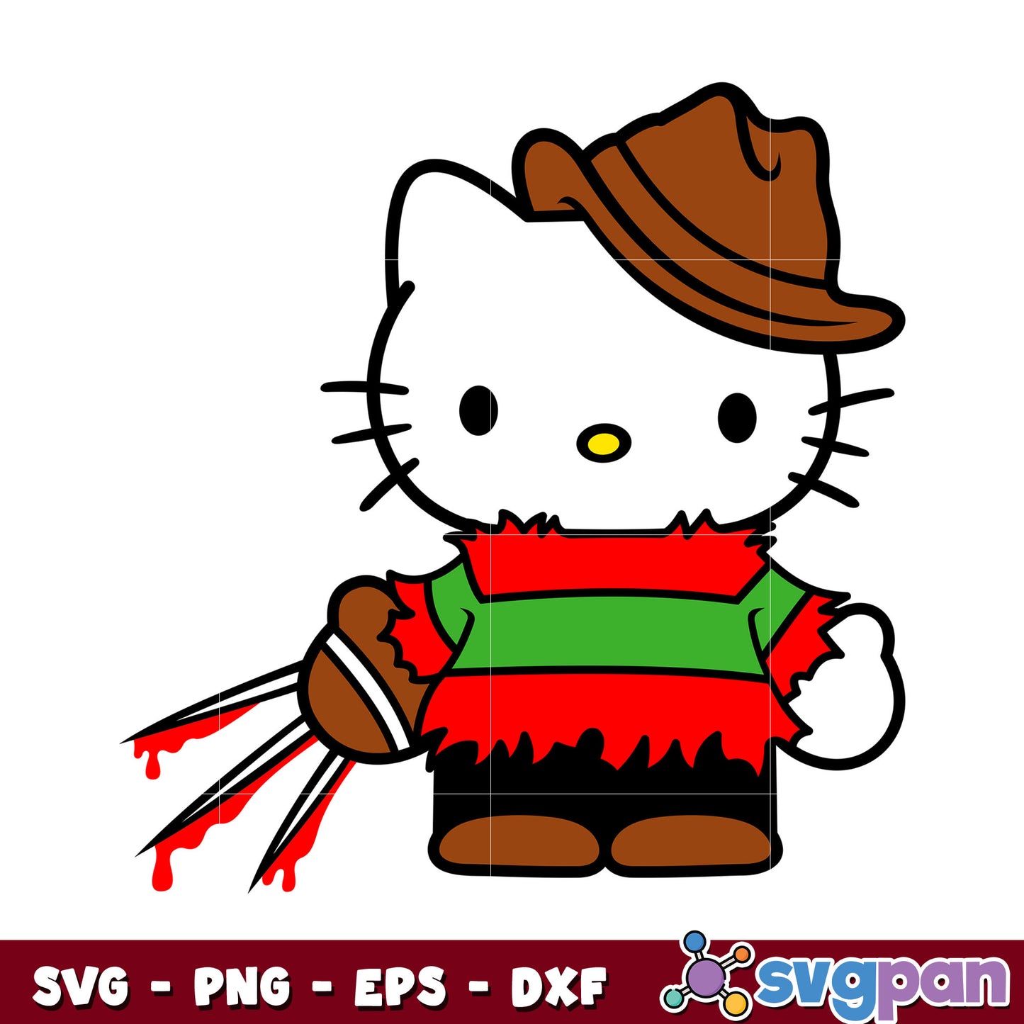 Hello kitty freddy halloween svg, hello kitty horror movie​ svg