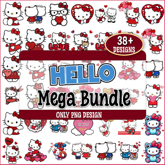 Hello kitty in love png bundle