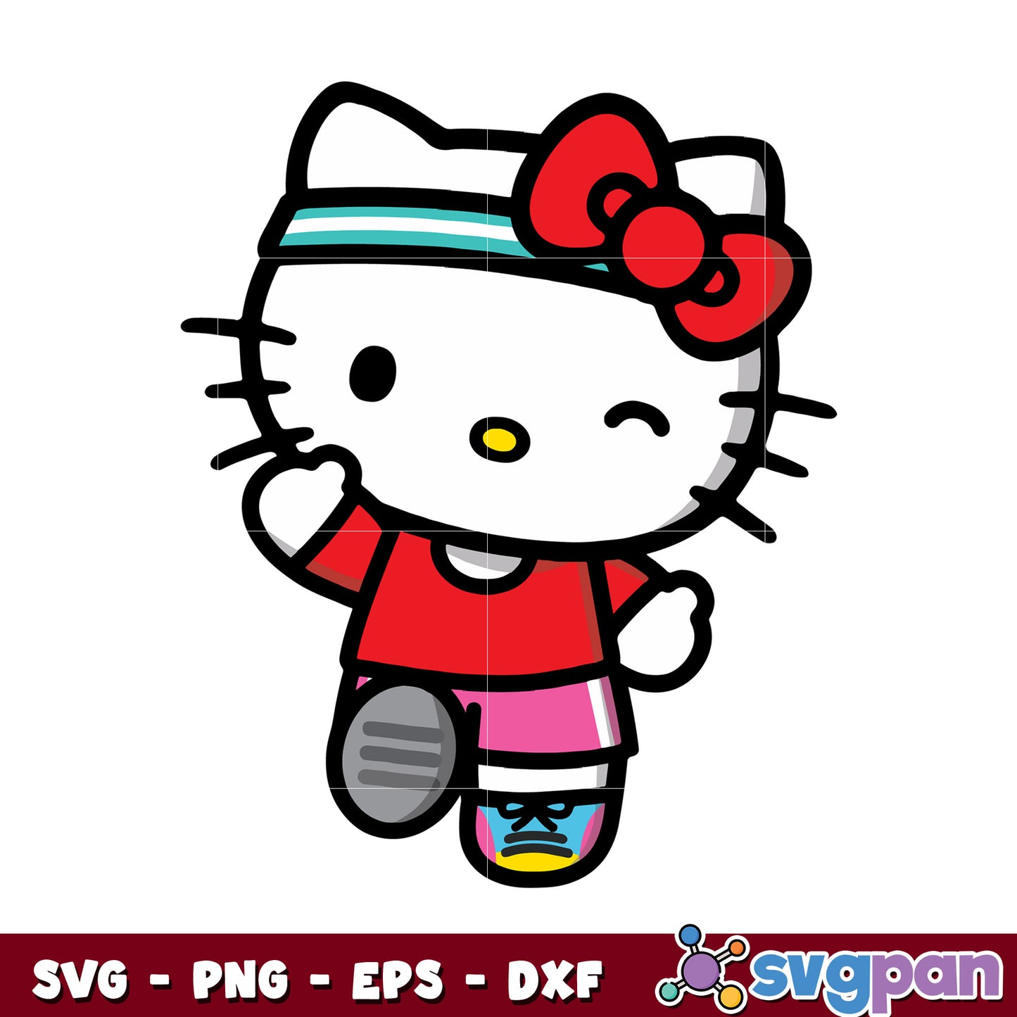 Hello kitty jogging svg, hello kitty svg, cute hello kitty​ svg